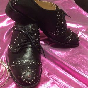Zara Trafaluc Lace-Up Studded Oxfords EUC